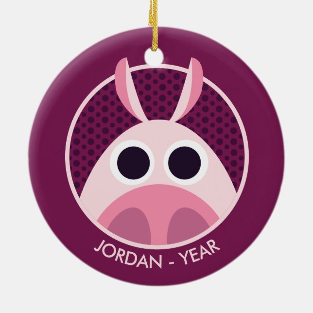 Leary the Pig Ceramic Ornament (Back)