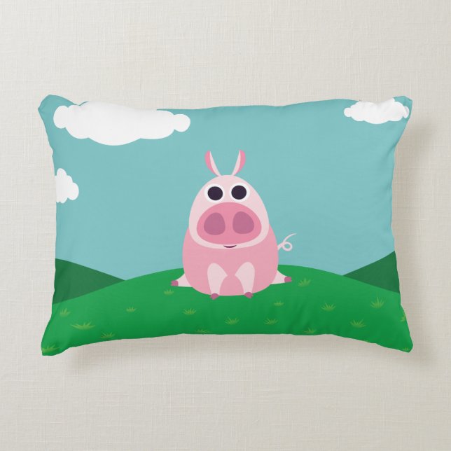 Leary the Pig Decorative Pillow (Front)