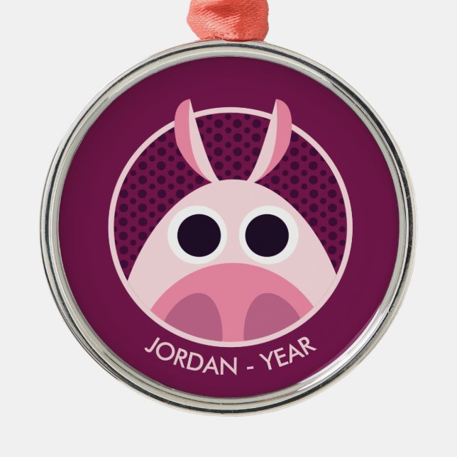 Leary the Pig Metal Ornament (Front)