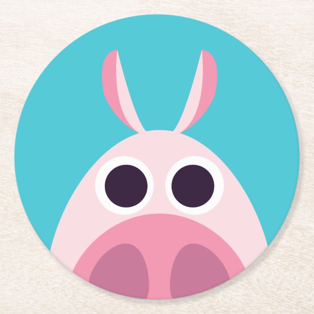 Leary the Pig Round Paper Coaster (Front)