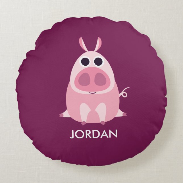 Leary the Pig Round Pillow (Front)