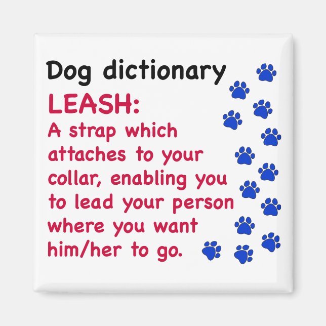 Leash - dog dictionary magnet (Front)
