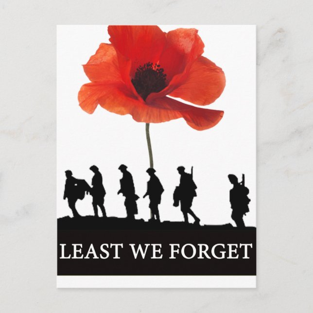 LEAST WE FORGET SOLDIERS MARCHING POSTCARD (Front)