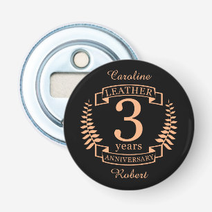 Leather 3 years wedding anniversary bottle opener