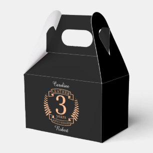 Leather 3 years wedding anniversary favor box