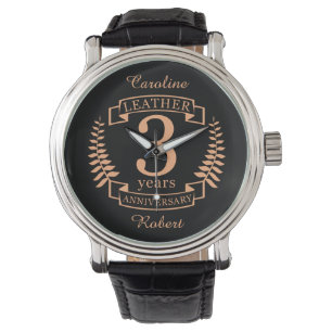 Leather 3 years wedding anniversary watch