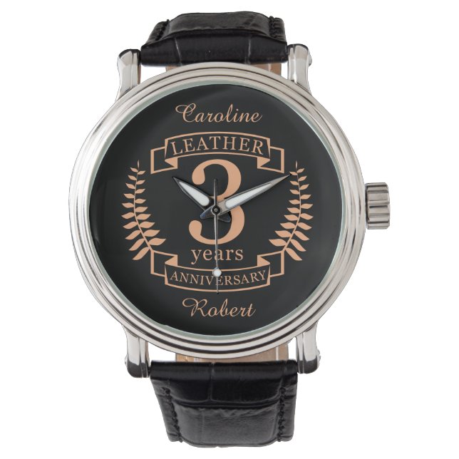 Leather 3 years wedding anniversary watch (Front)