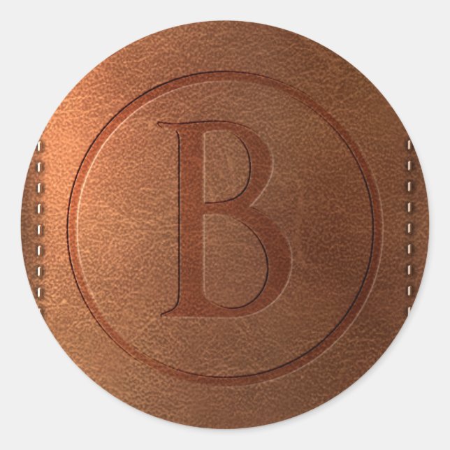 leather alphabet letter B Classic Round Sticker (Front)