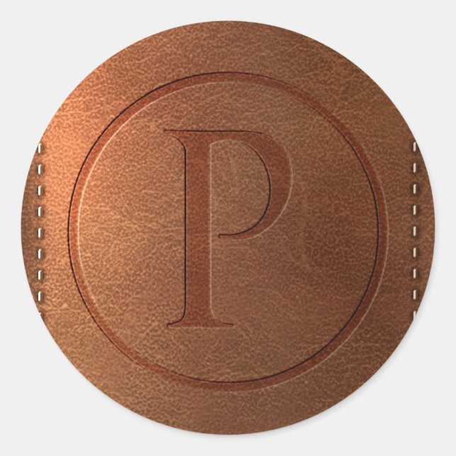 leather alphabet letter P Classic Round Sticker (Front)
