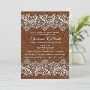 Leather and Lace Look Bridal Shower Invitation
