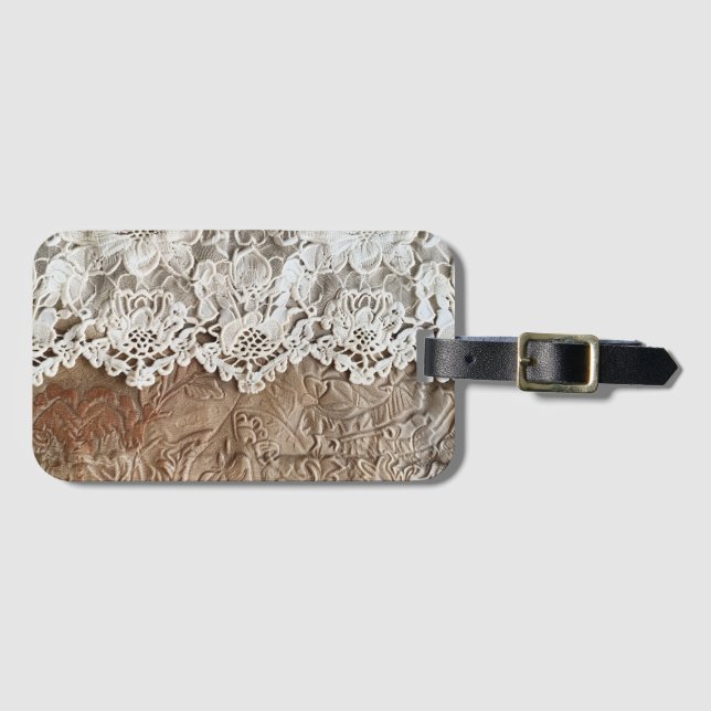 Leather and Lace Luggage Tag (Front Horizontal)