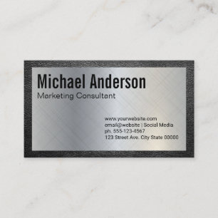 Leather and Metallic Background Sleek Business Card