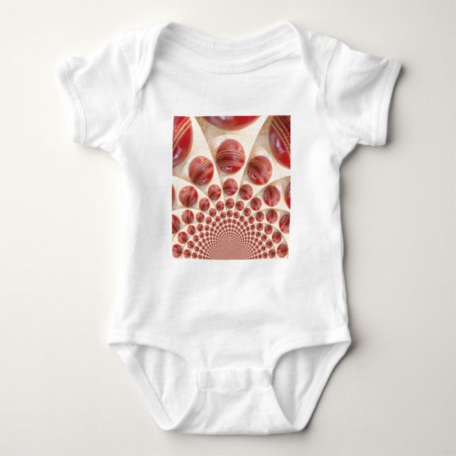 Leather Ball Rhythm Cricket Balls: Rhythmic Array Baby Bodysuit (Front)