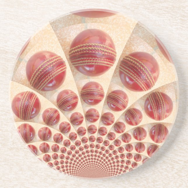 Leather Ball Rhythm Cricket Balls: Rhythmic Array Coaster (Front)