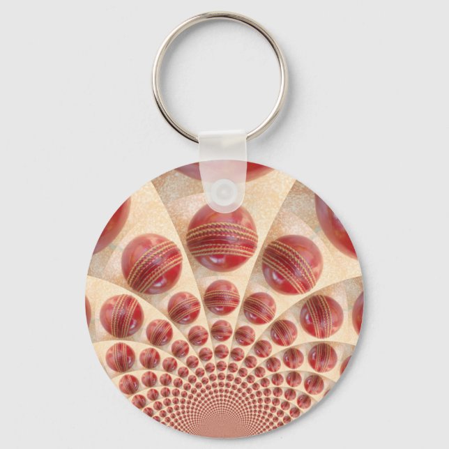 Leather Ball Rhythm Cricket Balls: Rhythmic Array Keychain (Front)