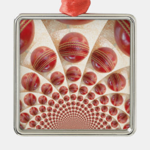 Leather Ball Rhythm Cricket Balls: Rhythmic Array Metal Ornament