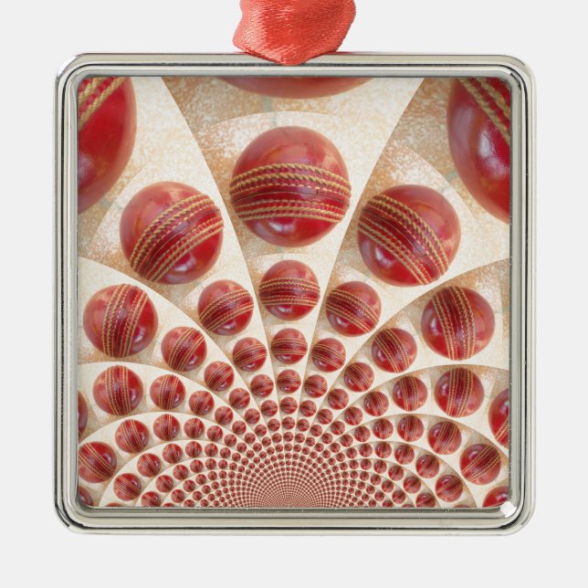 Leather Ball Rhythm Cricket Balls: Rhythmic Array Metal Ornament (Front)
