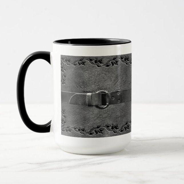 Leather & Belt Silver Grey Coffee Mug (Left)