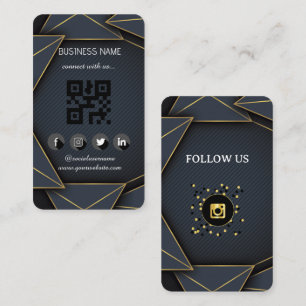 Leather black-Gold Social Media QR Code   Business Card
