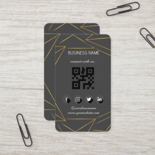 Leather black-Gold Social Media QR Code   Business Card
