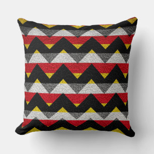 Leather Black Red Chevron Stripes Pattern Throw Pillow