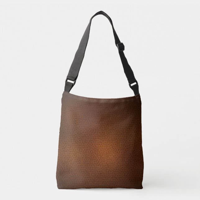 Leather Blue Tartan Fabric Crocodile Skin Crossbody Bag (Front)