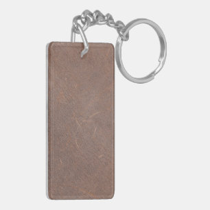Leather Blue Tartan Fabric Crocodile Skin Keychain