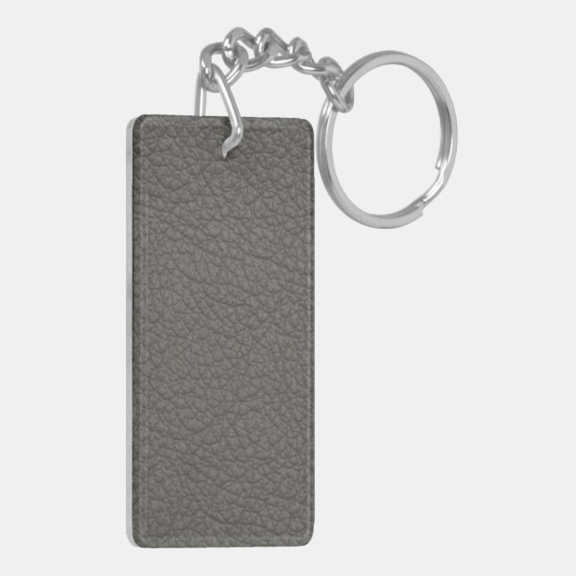 Leather Blue Tartan Fabric Crocodile Skin Keychain (Back Left)