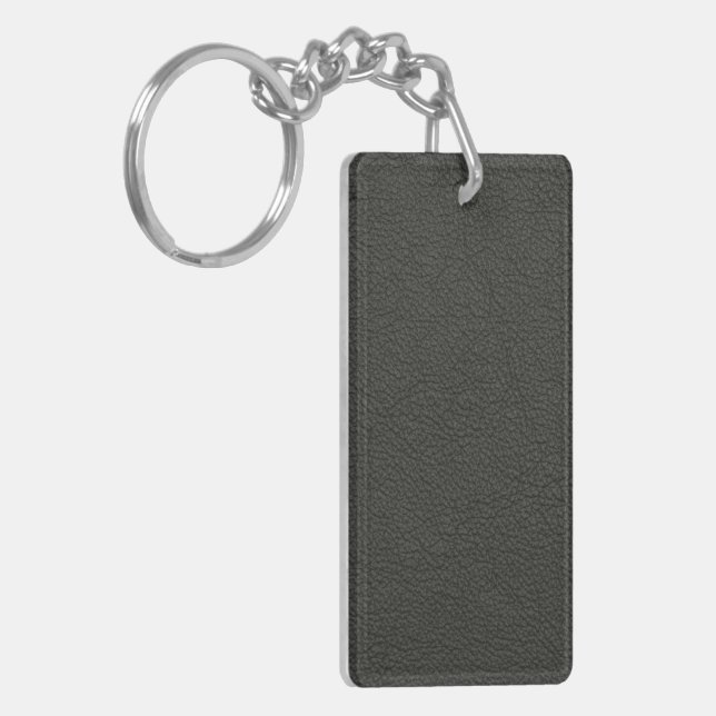 Leather Blue Tartan Fabric Crocodile Skin Keychain (Front Left)