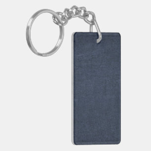 Leather Blue Tartan Fabric Crocodile Skin Keychain