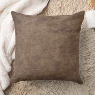 Leather Blue Tartan Fabric Crocodile Skin Throw Pillow