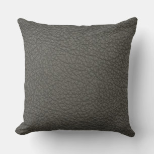 Leather Blue Tartan Fabric Crocodile Skin Throw Pillow