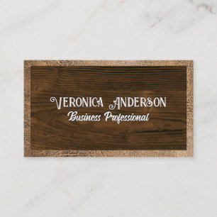 Leather Border   Wood Grain Business Card