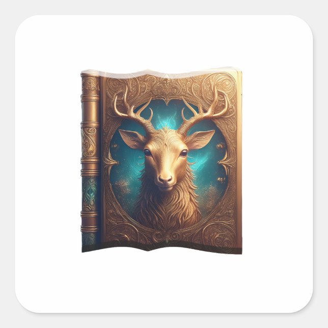 Leather Bound Copy Of A Deer Hunting Guide Square Sticker (Front)