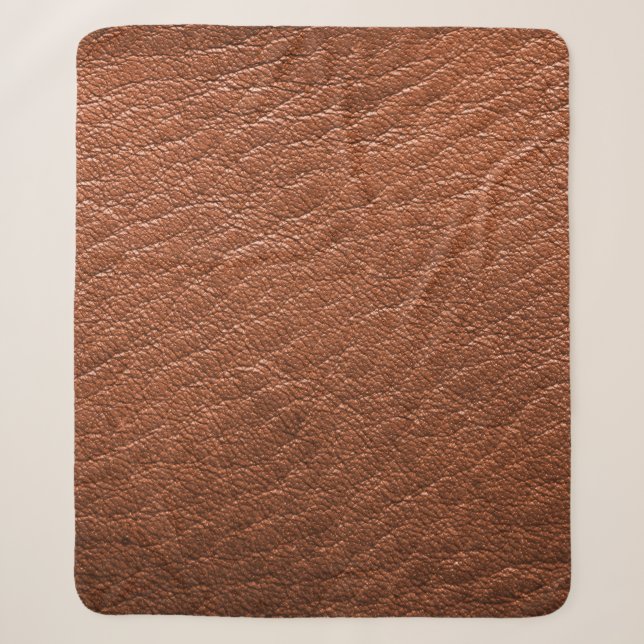Leather brown structure clothing sherpa blanket (Front)
