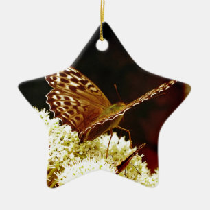 Leather Brown, Tan & Chocolate Coloured Butterfly Ceramic Ornament