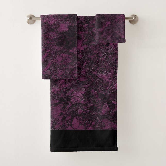 Leather Burgundy texture Bath Towel Set (Insitu)
