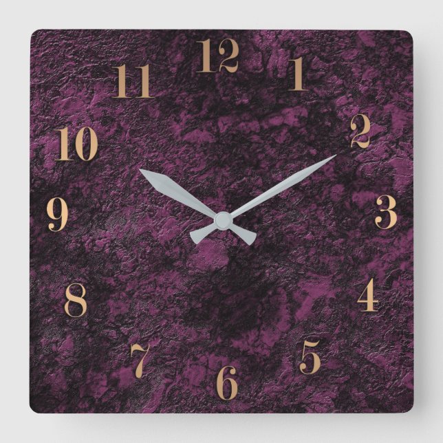 Leather Burgundy texture Square Wall Clock (Front)