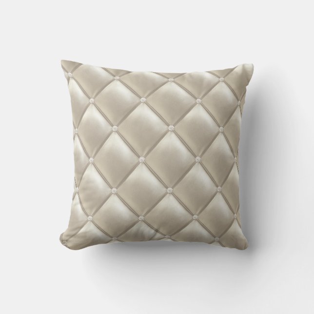 Leather Capitone with diamonds printed pattern Throw Pillow (Front)