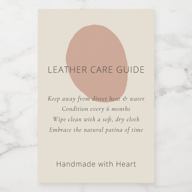 Leather Care Guide Terracotta Artisan Custom Label (Single Label)