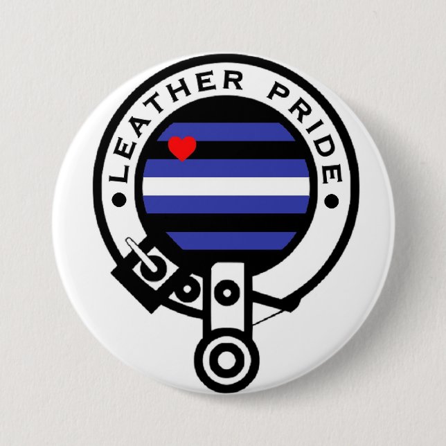 leather clan 3 inch round button (Front)