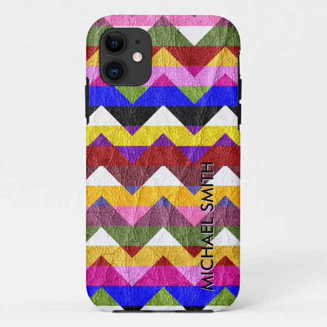 Leather Colourful Chevron Stripes #2 Case-Mate iPhone Case (Back)