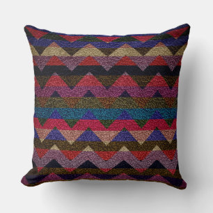 Leather Colourful Chevron Stripes Pattern #17 Throw Pillow