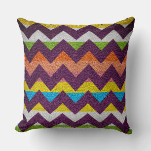 Leather Colourful Chevron Stripes Pattern #19 Throw Pillow
