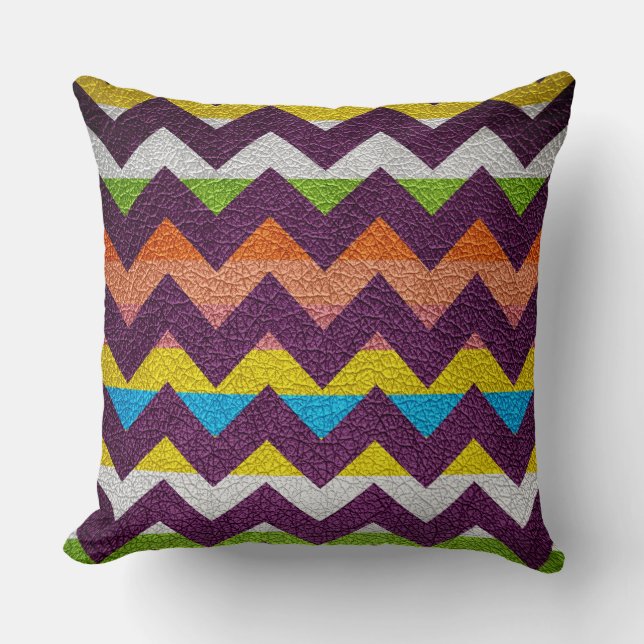 Leather Colourful Chevron Stripes Pattern #19 Throw Pillow (Front)