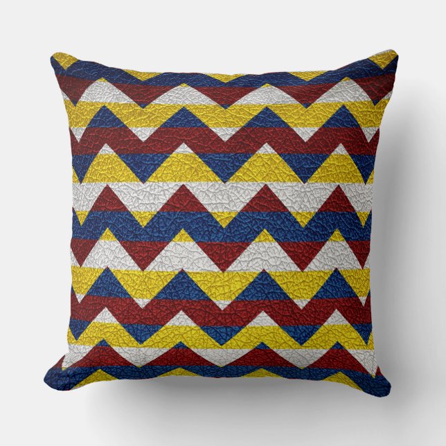 Leather Colourful Chevron Stripes Pattern #5 Throw Pillow (Front)