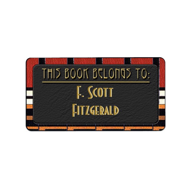 Leather Deco (Personalized Bookplate) Label (Front)