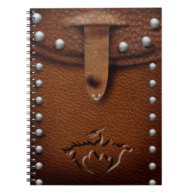 Leather dragon pouch notebook (Front)