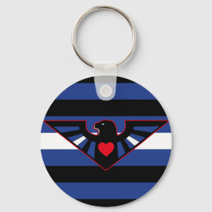 Leather Eagle Pride Flag Keychain
