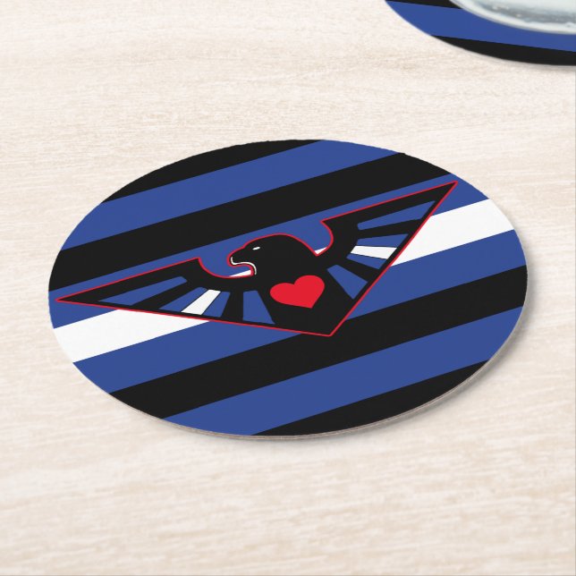 Leather Eagle Pride Flag Round Paper Coaster (Angled)